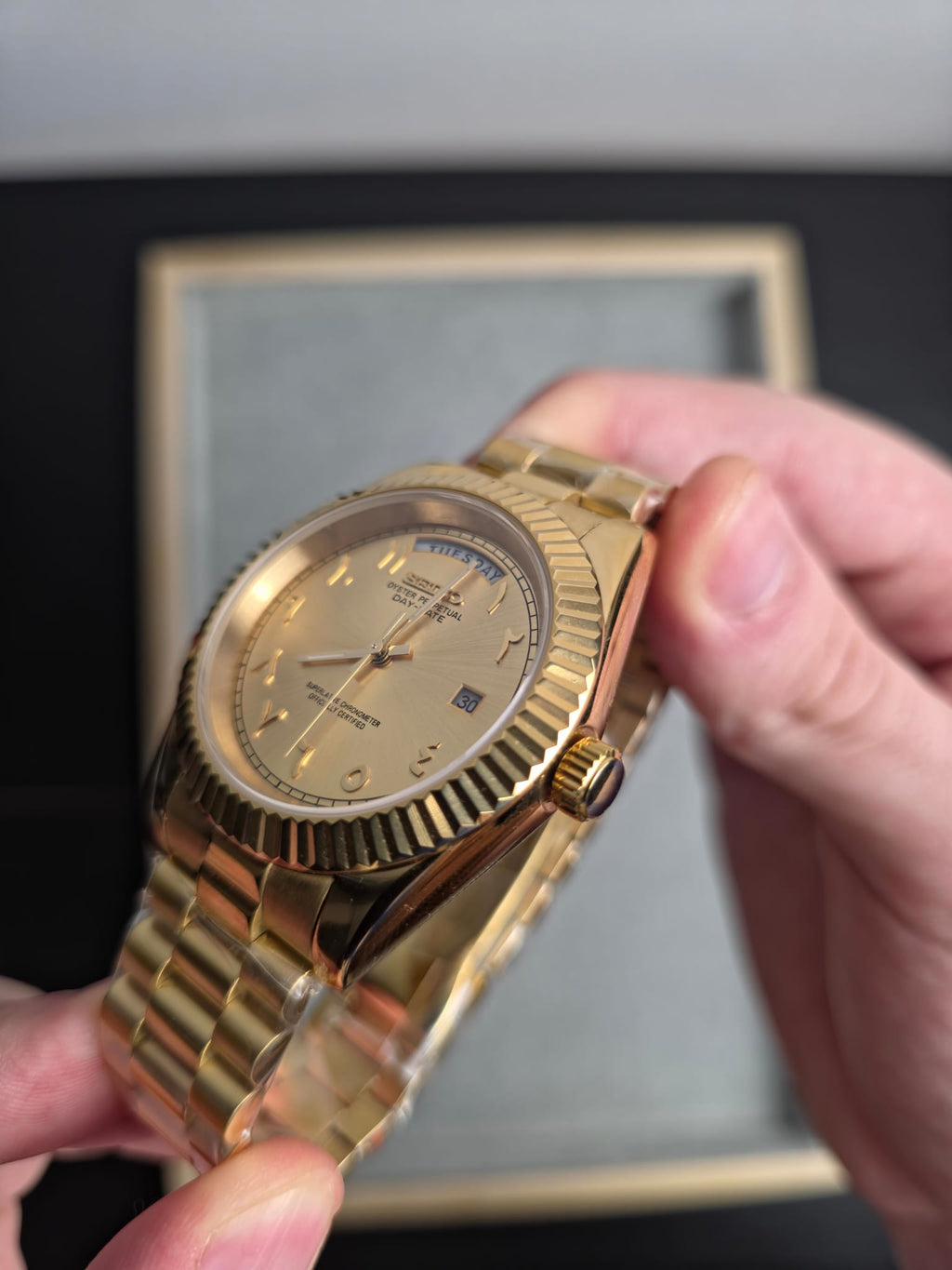 Seiko Day-Date Full Gold Arab numbers