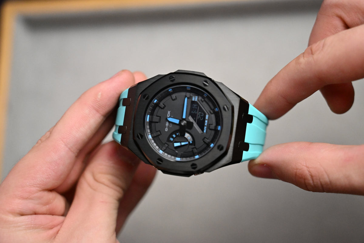 G-Shock Custom Black Turquoise – ceas asamblat de Alexie Collection