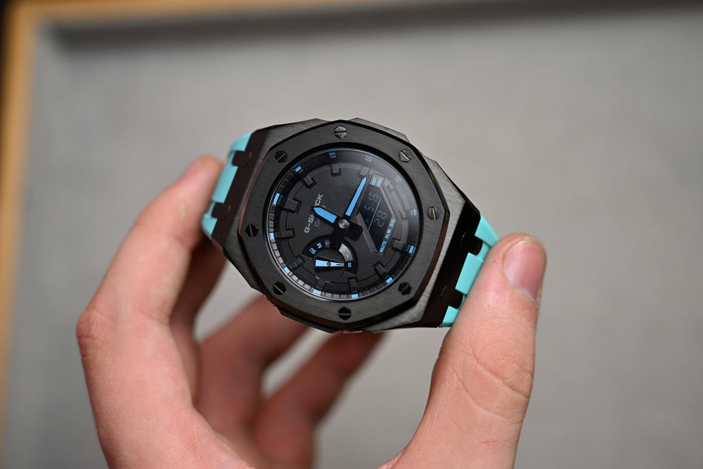 G-Shock Custom Black Turquoise – ceas asamblat de Alexie Collection
