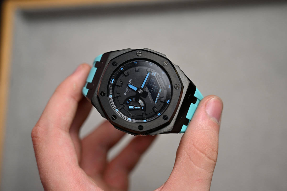 G-Shock Custom Black Turquoise – ceas asamblat de Alexie Collection