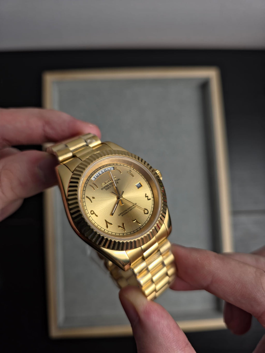 Seiko Day-Date Full Gold Arab numbers